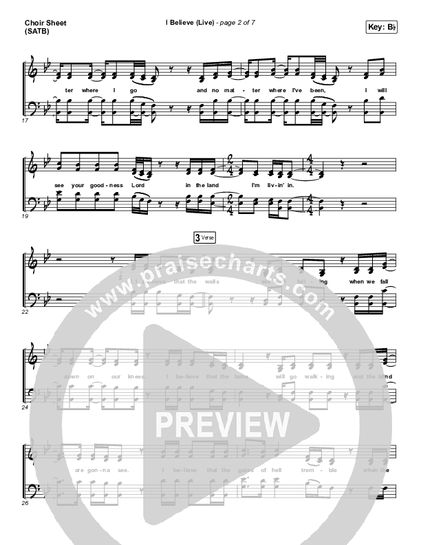 I Believe (Live) Choir Sheet (SATB) (Bethel Music / Melissa Helser / Jonathan David Helser)