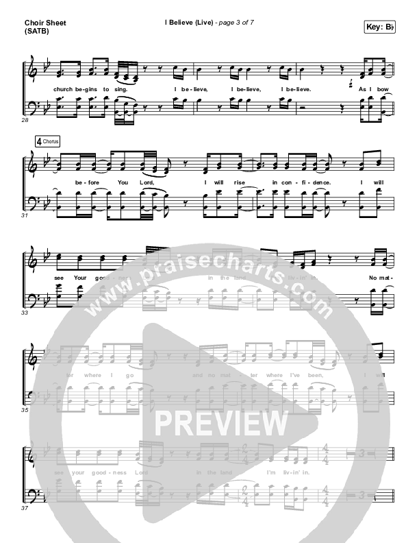 I Believe (Live) Choir Sheet (SATB) (Bethel Music / Melissa Helser / Jonathan David Helser)