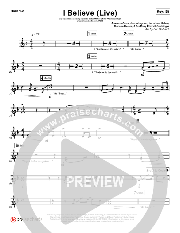 I Believe (Live) Brass Pack (Bethel Music / Melissa Helser / Jonathan David Helser)