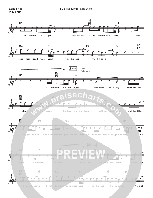 I Believe (Live) Lead Sheet (Melody) (Bethel Music / Melissa Helser / Jonathan David Helser)