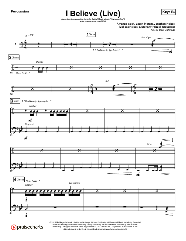 I Believe (Live) Percussion (Bethel Music / Melissa Helser / Jonathan David Helser)