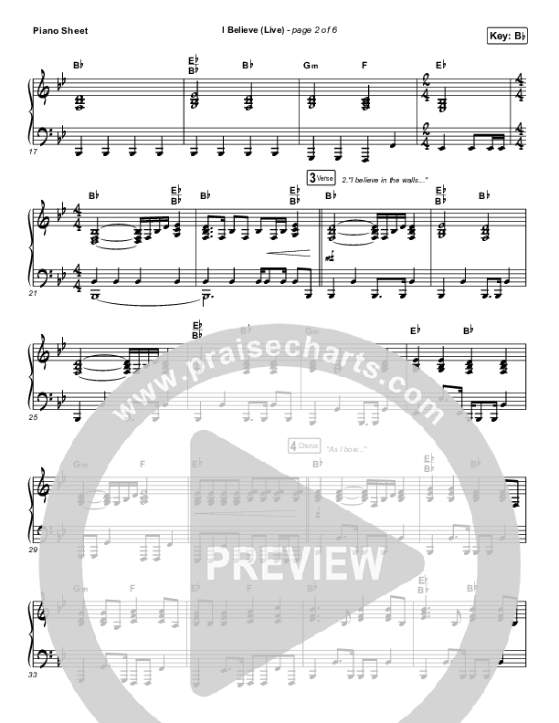 I Believe (Live) Piano Sheet (Bethel Music / Melissa Helser / Jonathan David Helser)
