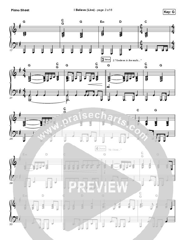 I Believe (Live) Piano Sheet (Bethel Music / Melissa Helser / Jonathan David Helser)