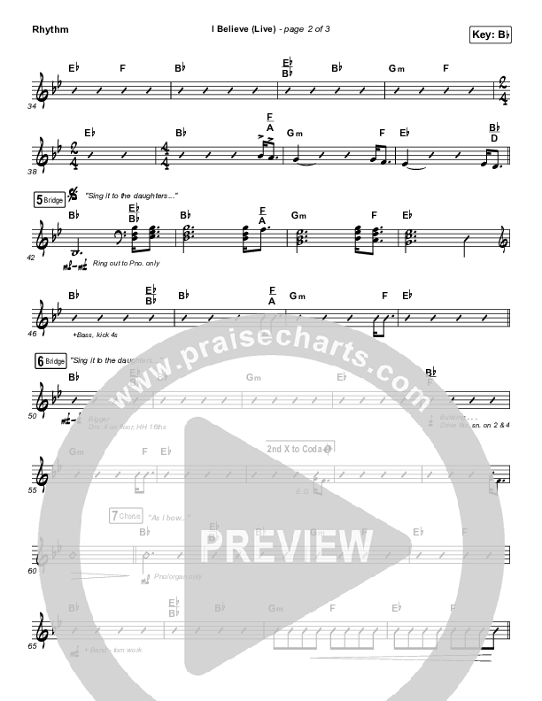 I Believe (Live) Rhythm Chart (Bethel Music / Melissa Helser / Jonathan David Helser)