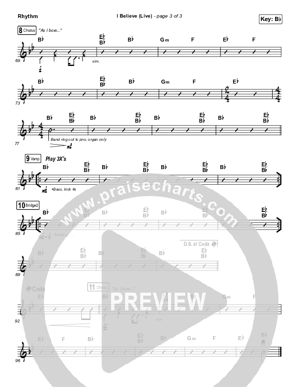 I Believe (Live) Rhythm Chart (Bethel Music / Melissa Helser / Jonathan David Helser)
