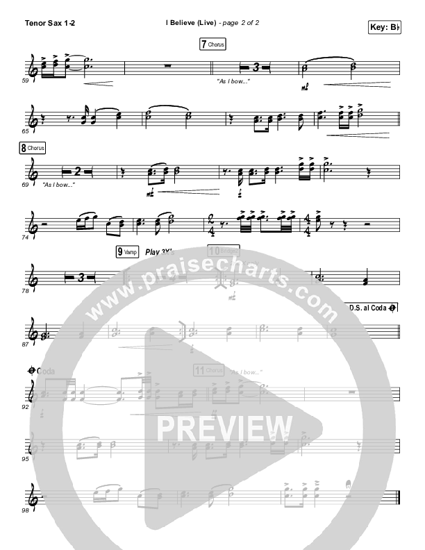 I Believe (Live) Tenor Sax 1/2 (Bethel Music / Melissa Helser / Jonathan David Helser)