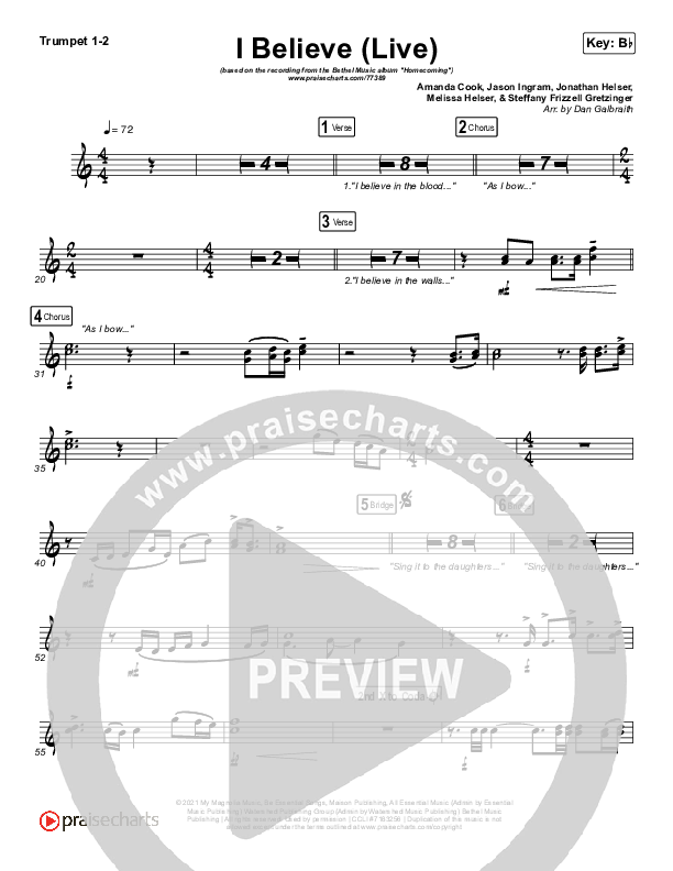 I Believe (Live) Brass Pack (Bethel Music / Melissa Helser / Jonathan David Helser)