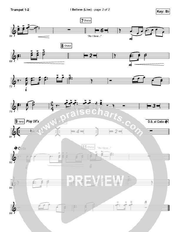 I Believe (Live) Trumpet 1,2 (Bethel Music / Melissa Helser / Jonathan David Helser)