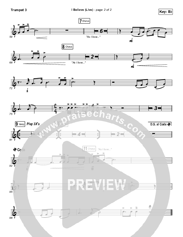 I Believe (Live) Trumpet 3 (Bethel Music / Melissa Helser / Jonathan David Helser)