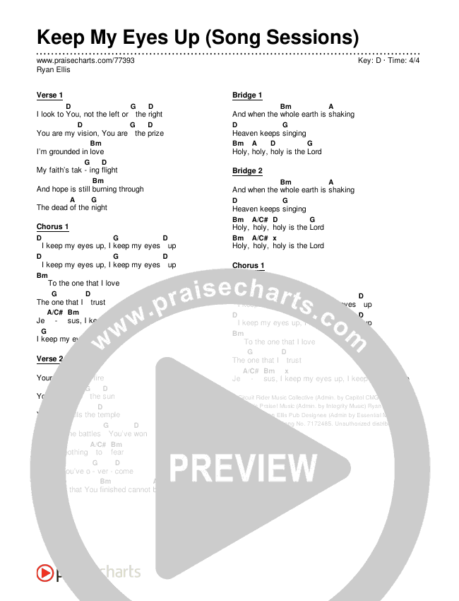 Keep My Eyes Up (Song Sessions) Chords & Lyrics (Ryan Ellis)