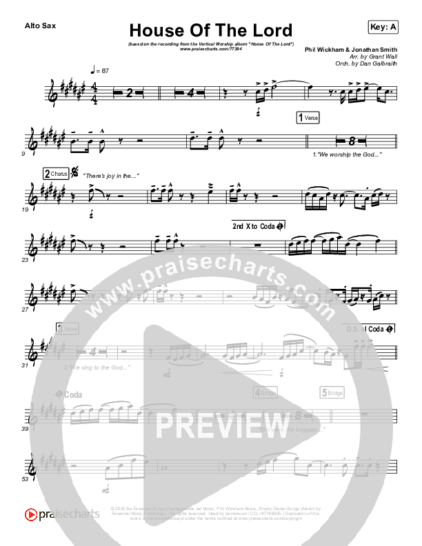 House Of The Lord Alto Sax (Vertical Worship)