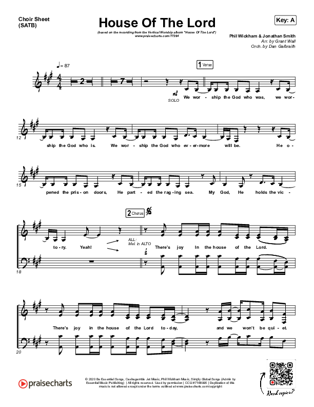 House Of The Lord Choir Sheet (SATB) (Vertical Worship)