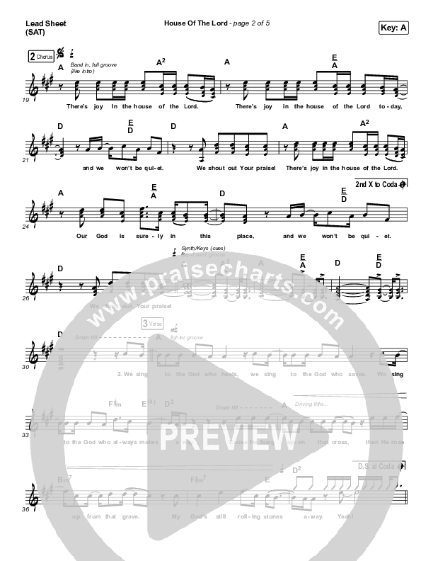 House Of The Lord Lead Sheet (SAT) (Vertical Worship)