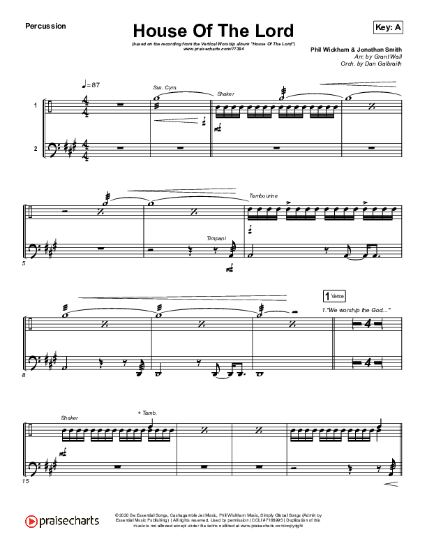 House Of The Lord Percussion Sheet Music PDF (Vertical Worship