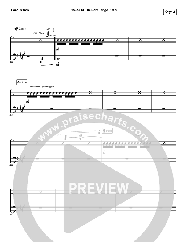 House Of The Lord Percussion Sheet Music PDF (Vertical Worship
