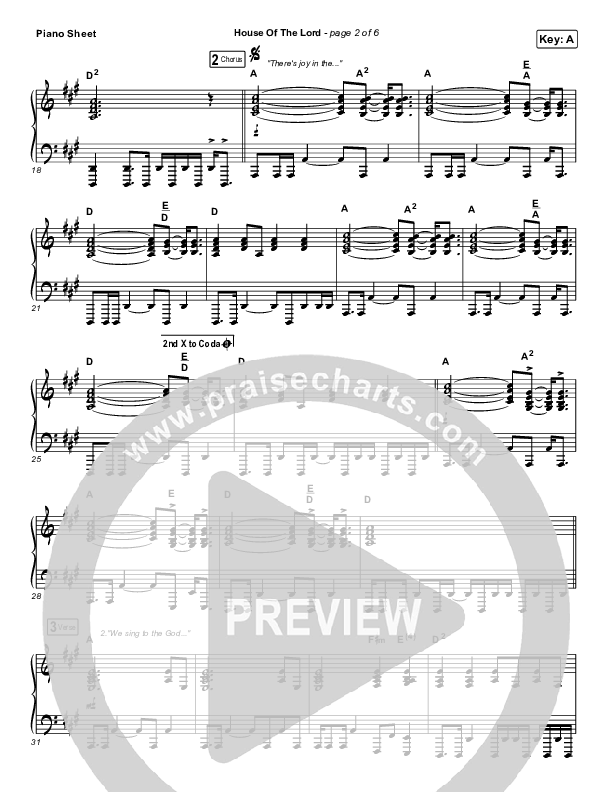 House Of The Lord Piano Sheet (Vertical Worship)