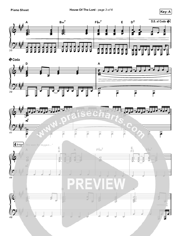 House Of The Lord Piano Sheet (Vertical Worship)