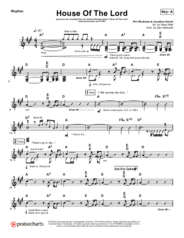 House Of The Lord Rhythm Chart (Vertical Worship)