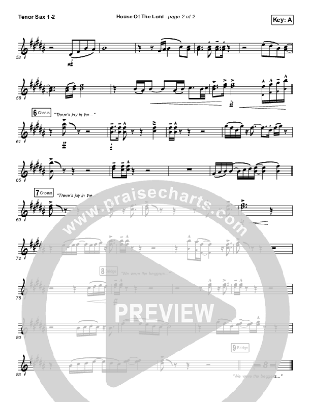 House Of The Lord Tenor Sax 1/2 (Vertical Worship)