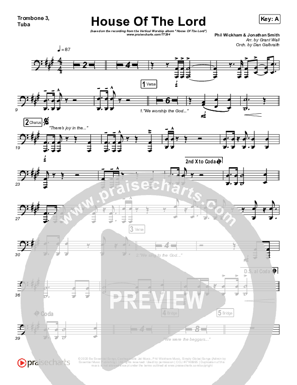 House Of The Lord Trombone 3/Tuba (Vertical Worship)