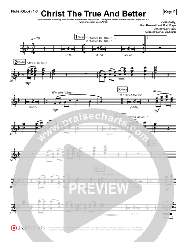 Christ The True And Better Flute/Oboe 1/2/3 (Matt Boswell / Matt Papa)