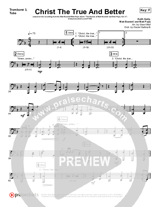 Christ The True And Better Trombone 3/Tuba (Matt Boswell / Matt Papa)