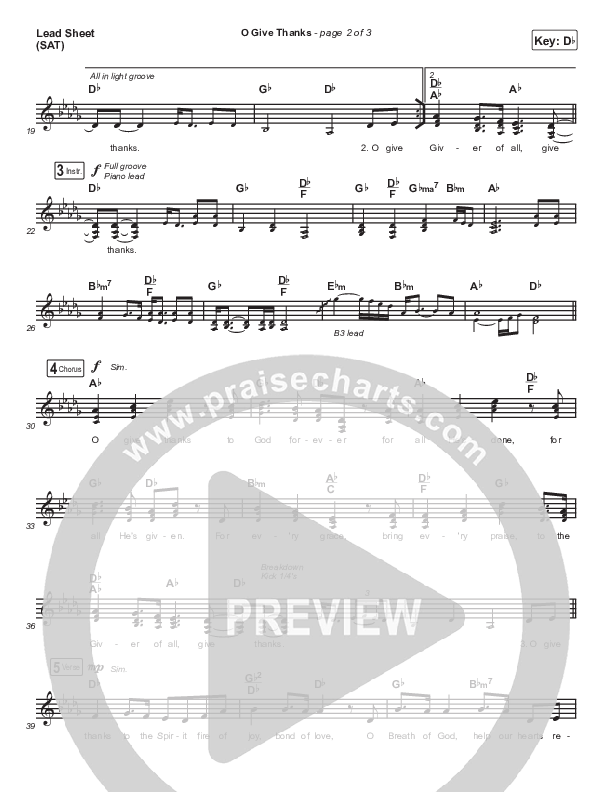 O Give Thanks Lead Sheet (SAT) (Matt Boswell / Matt Papa)