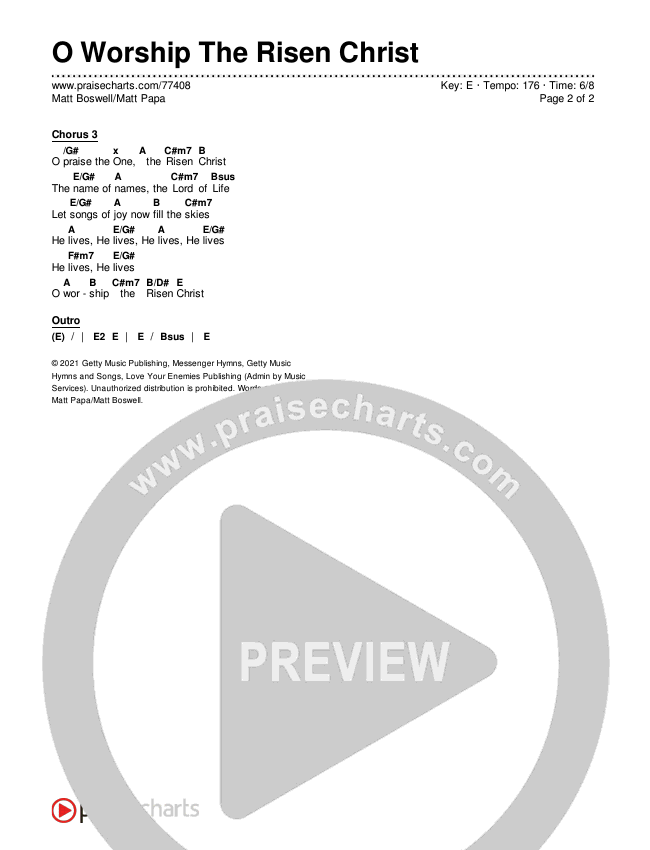 O Worship The Risen Christ Chords & Lyrics (Matt Boswell / Matt Papa)