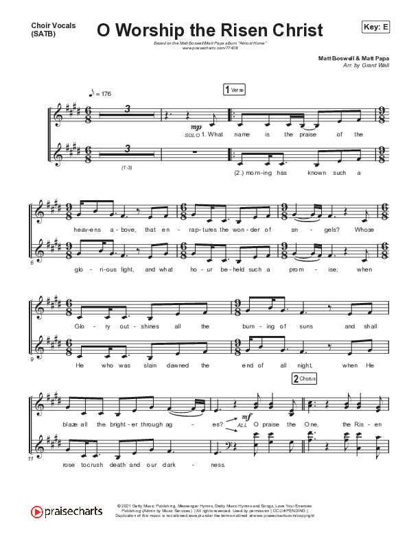 O Worship The Risen Christ Choir Sheet (SATB) (Matt Boswell / Matt Papa)
