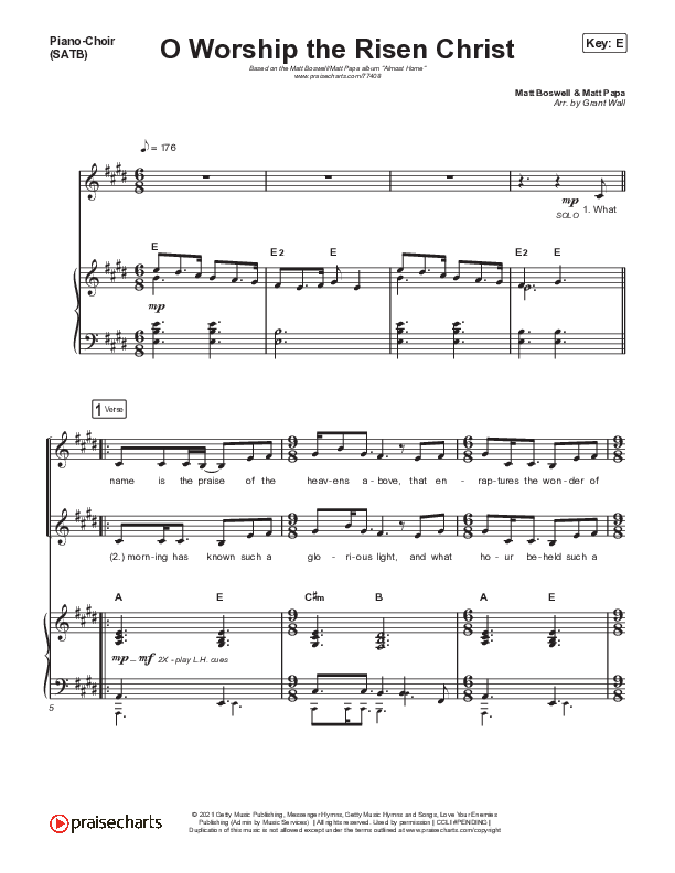 O Worship The Risen Christ Piano/Vocal (SATB) (Matt Boswell / Matt Papa)