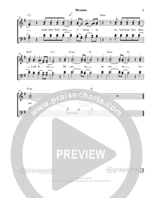 Hosanna (Praise Is Rising) Lead Sheet (PraiseVocals)