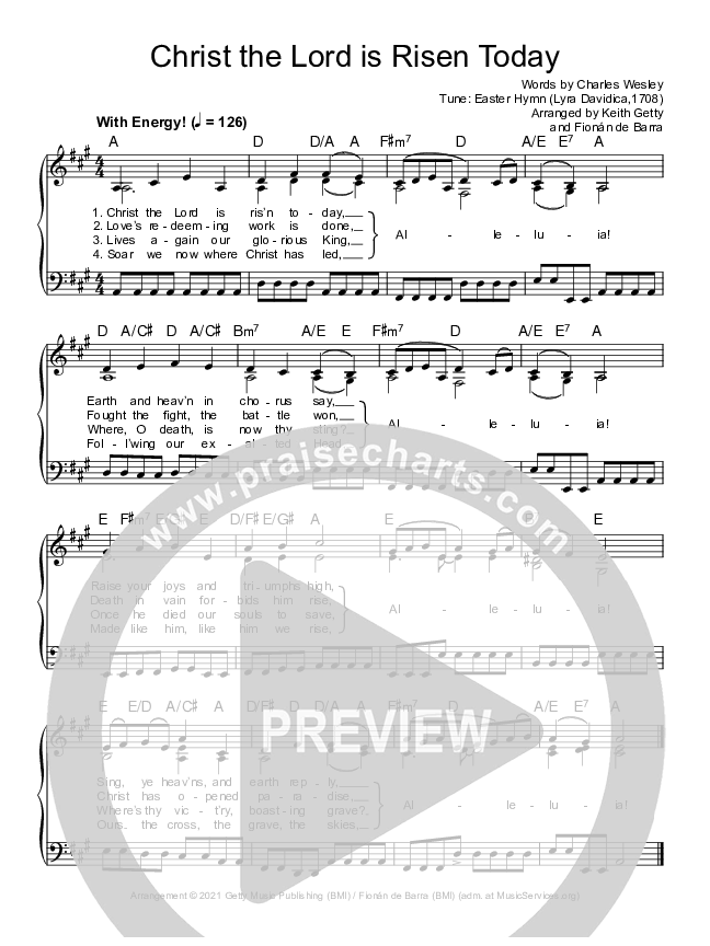 Christ The Lord Is Risen Today Hymn Sheet (Keith & Kristyn Getty / The Getty Girls)