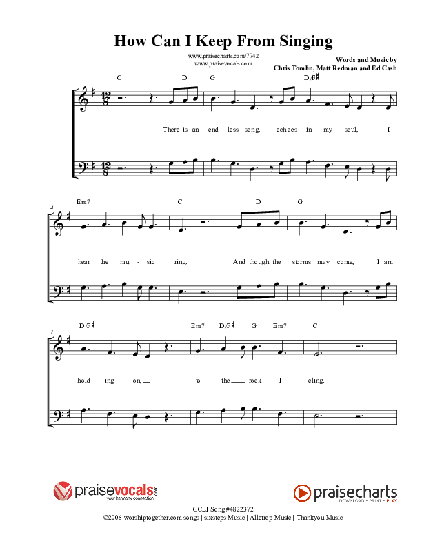 How Can I Keep From Singing Lead Sheet (PraiseVocals)