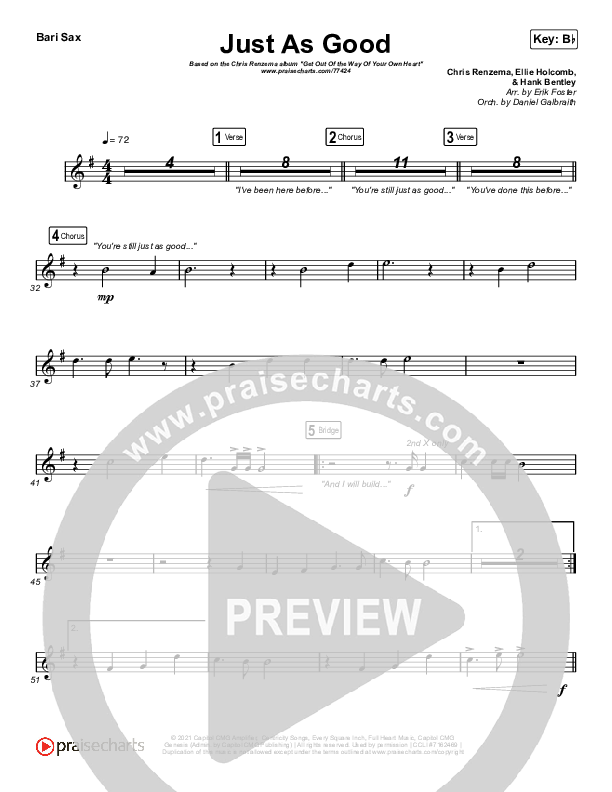 Just As Good Bari Sax (Chris Renzema / Ellie Holcomb)