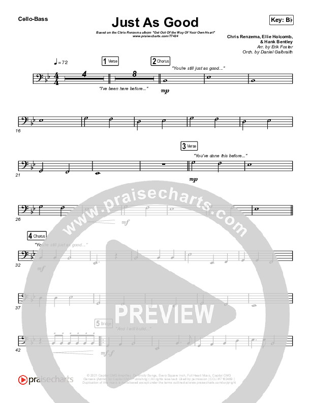 Just As Good Cello/Bass (Chris Renzema / Ellie Holcomb)