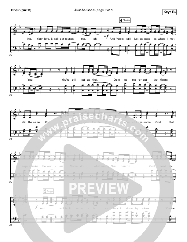 Just As Good Choir Sheet (SATB) (Chris Renzema / Ellie Holcomb)
