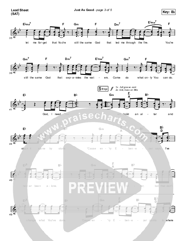 Just As Good Lead Sheet (SAT) (Chris Renzema / Ellie Holcomb)