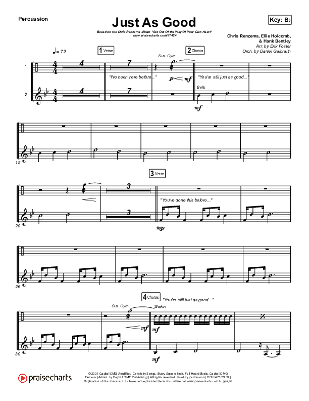 Just As Good Percussion (Chris Renzema / Ellie Holcomb)