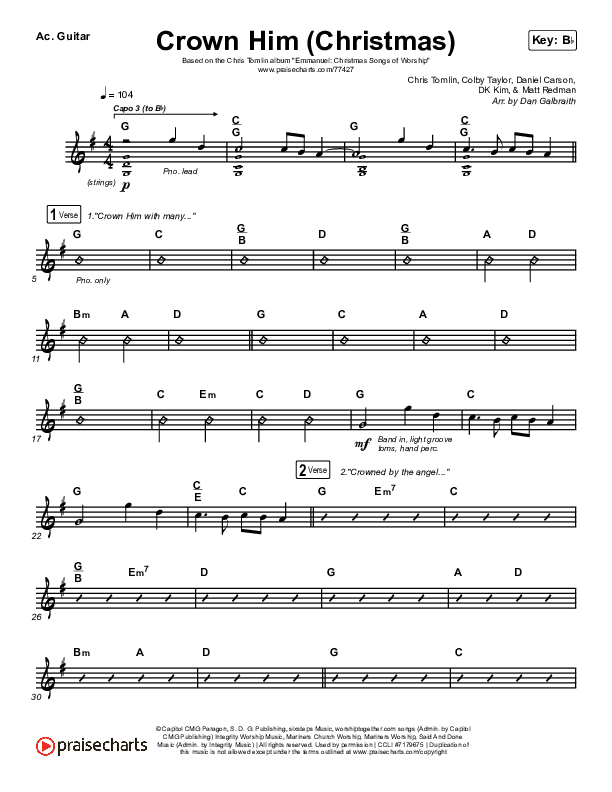 Crown Him (Christmas) (Live) Acoustic Guitar (Chris Tomlin / Matt Redman)