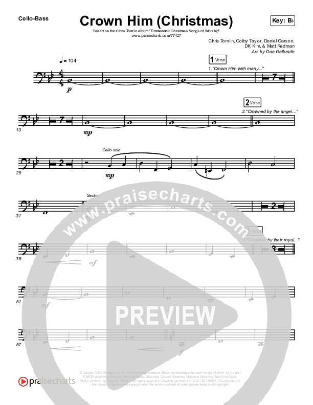 Crown Him (Christmas) (Live) Cello/Bass (Chris Tomlin / Matt Redman)