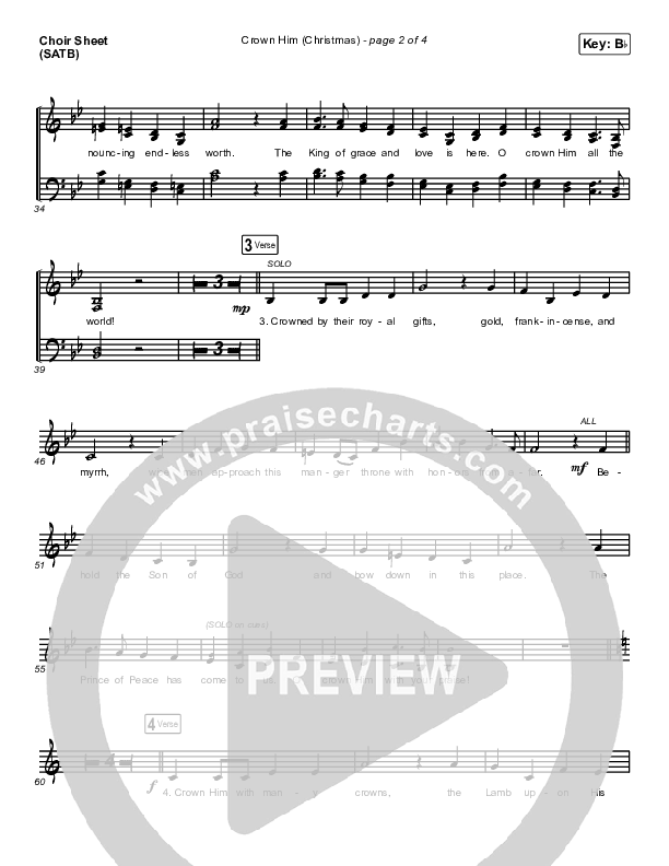 Crown Him (Christmas) (Live) Choir Sheet (SATB) (Chris Tomlin / Matt Redman)