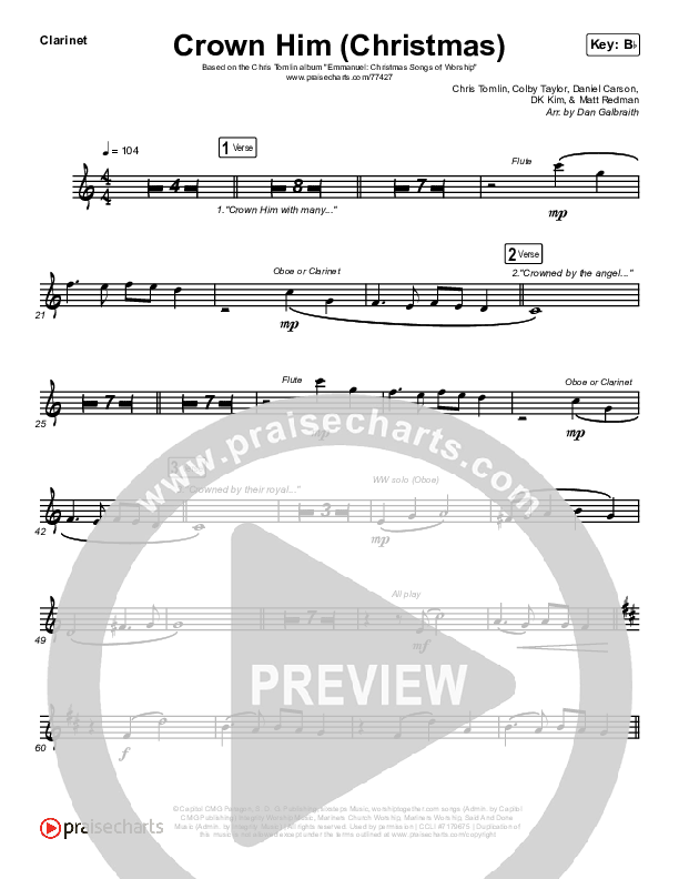 Crown Him (Christmas) (Live) Wind Pack (Chris Tomlin / Matt Redman)