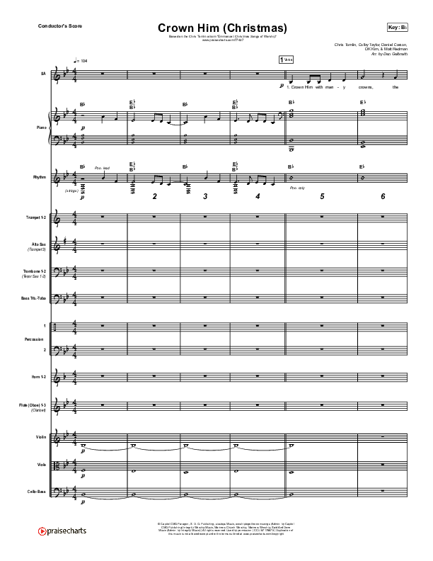 Crown Him (Christmas) (Live) Conductor's Score (Chris Tomlin / Matt Redman)
