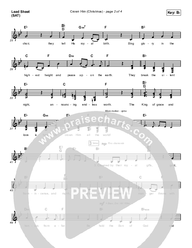 Crown Him (Christmas) (Live) Lead Sheet (SAT) (Chris Tomlin / Matt Redman)