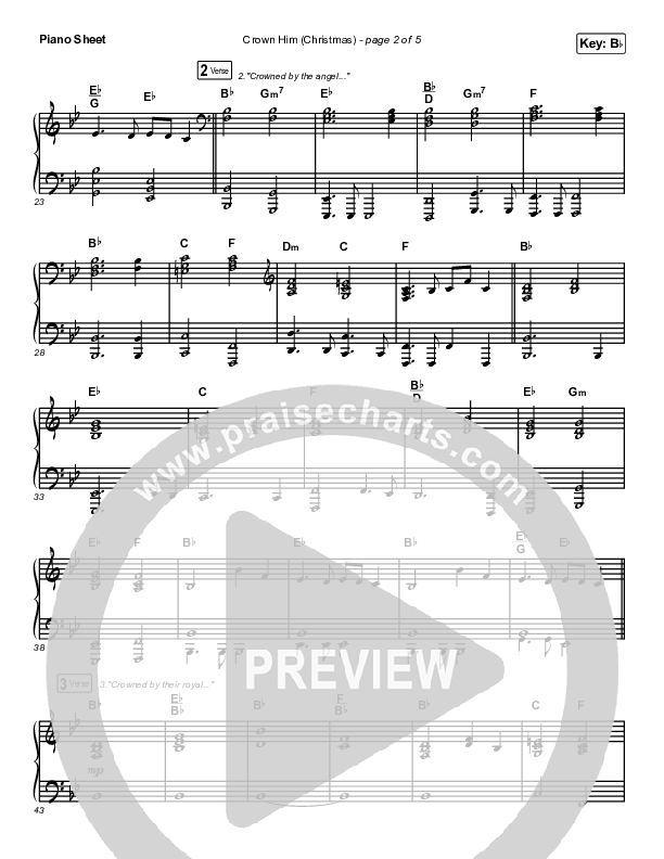 Crown Him (Christmas) (Live) Piano Sheet (Chris Tomlin / Matt Redman)