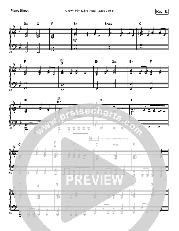 Crown Him (Christmas) (Live) Piano Sheet (Chris Tomlin / Matt Redman)