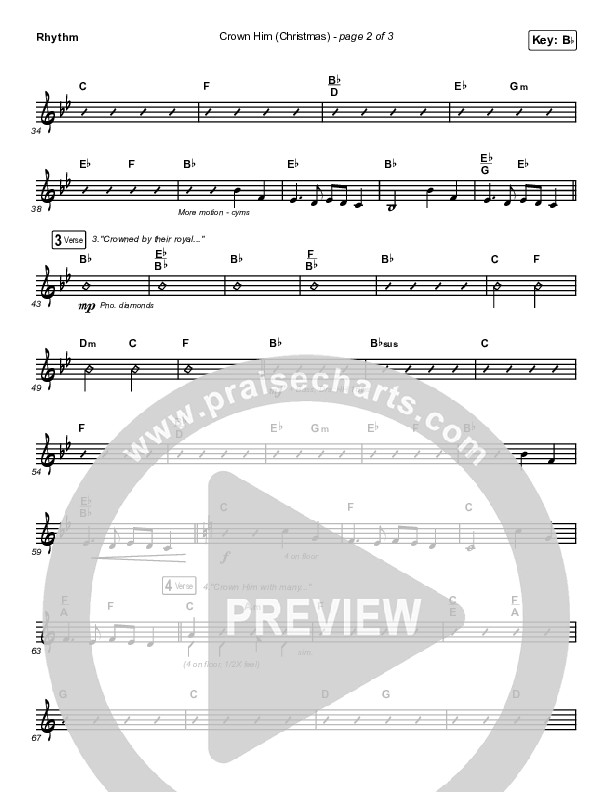 Crown Him (Christmas) (Live) Rhythm Chart (Chris Tomlin / Matt Redman)