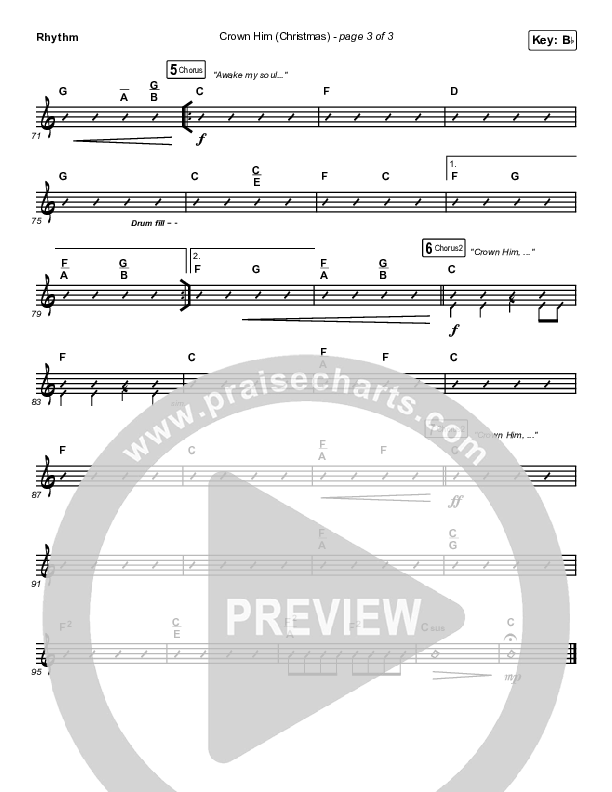Crown Him (Christmas) (Live) Rhythm Chart (Chris Tomlin / Matt Redman)