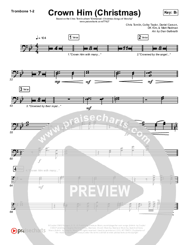 Crown Him (Christmas) (Live) Trombone 1/2 (Chris Tomlin / Matt Redman)