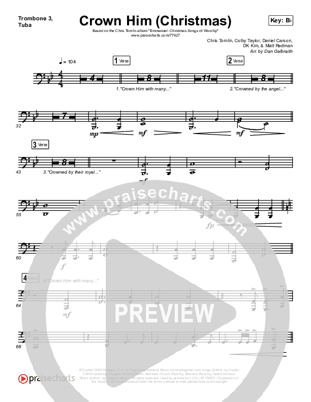 Crown Him (Christmas) (Live) Trombone 3/Tuba (Chris Tomlin / Matt Redman)